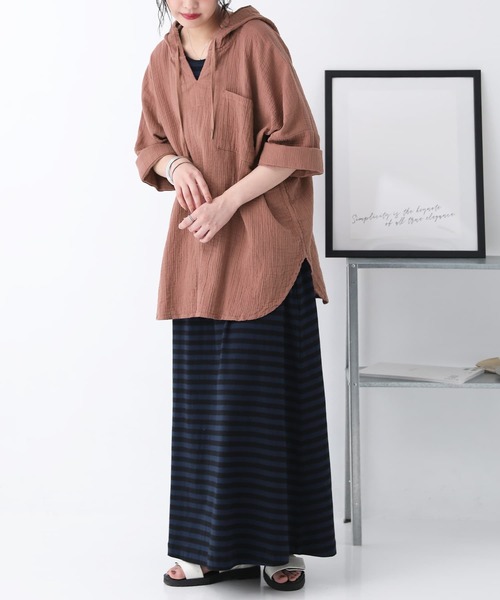 osharewalker（オシャレウォーカー）の「【廃盤】『ダブルガーゼキーネックパーカー』（パーカー・レディース・ネイビー/ブラウン/グリーン/モカ・FREE）」の13枚目の写真