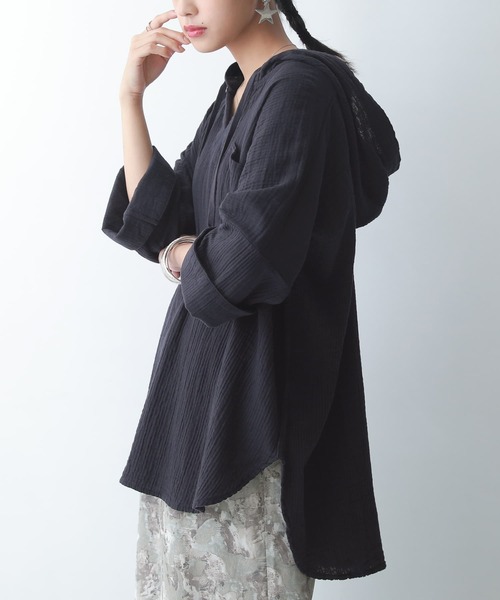 osharewalker（オシャレウォーカー）の「【廃盤】『ダブルガーゼキーネックパーカー』（パーカー・レディース・ネイビー/ブラウン/グリーン/モカ・FREE）」の14枚目の写真