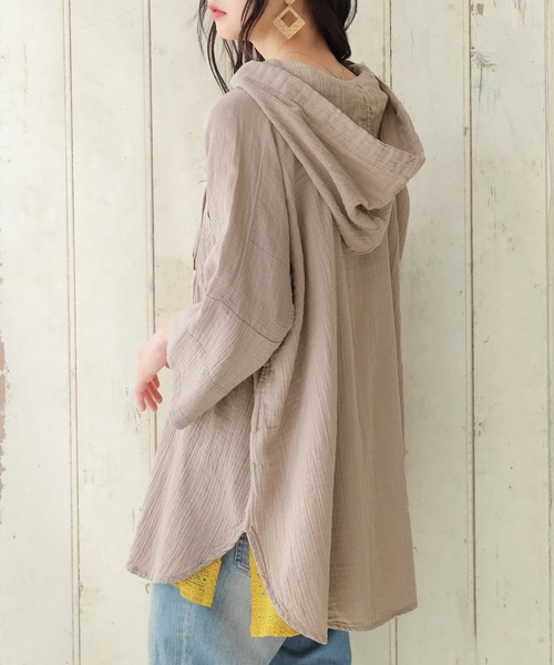 osharewalker（オシャレウォーカー）の「【廃盤】『ダブルガーゼキーネックパーカー』（パーカー・レディース・ネイビー/ブラウン/グリーン/モカ・FREE）」の16枚目の写真