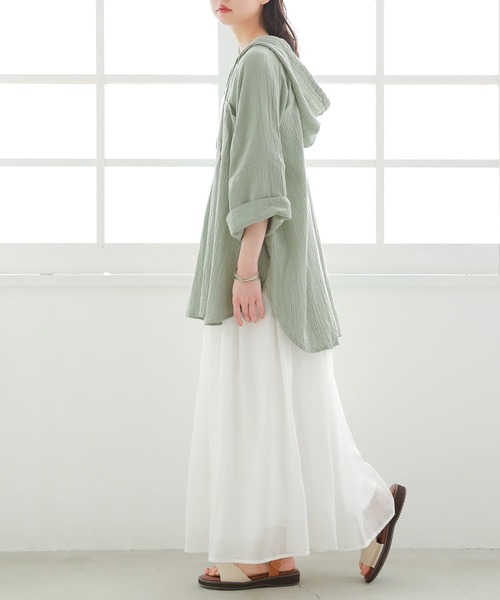 osharewalker（オシャレウォーカー）の「【廃盤】『ダブルガーゼキーネックパーカー』（パーカー・レディース・ネイビー/ブラウン/グリーン/モカ・FREE）」の8枚目の写真