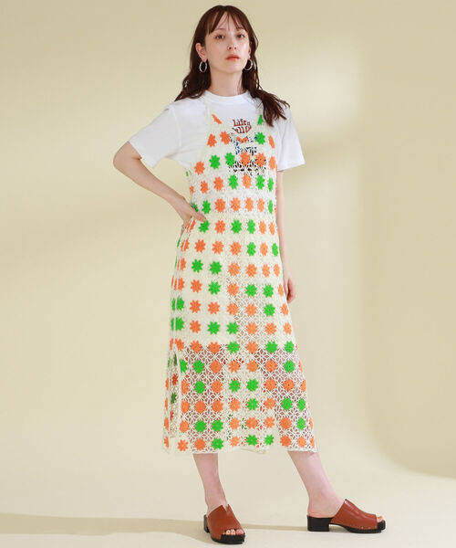 Ray BEAMS（レイビームス）の「Ray BEAMS / カギバリ ニット キャミ ワンピース（ワンピース・レディース・オフホワイト/ブラック・ONE SIZE）」の4枚目の写真