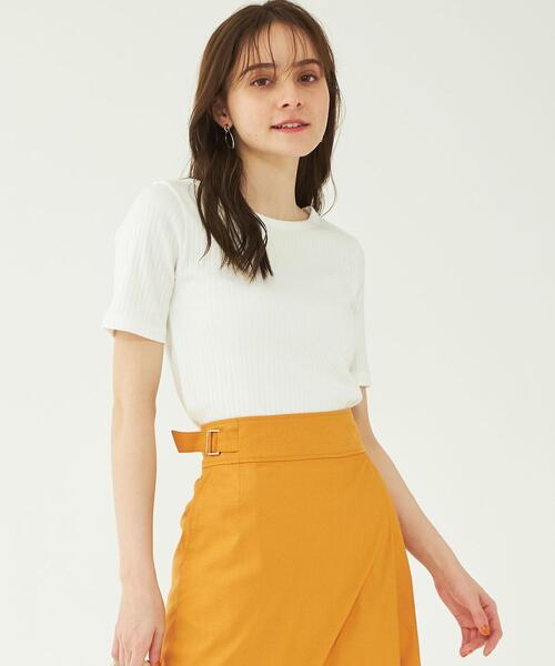 テレコクルーネックプルオーバーカットソー