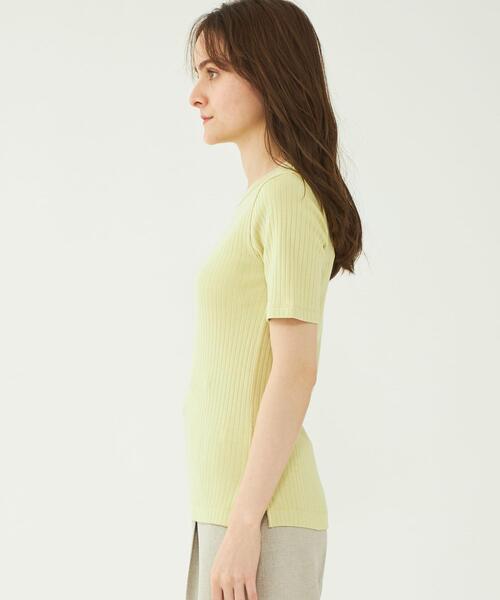 テレコクルーネックプルオーバーカットソー