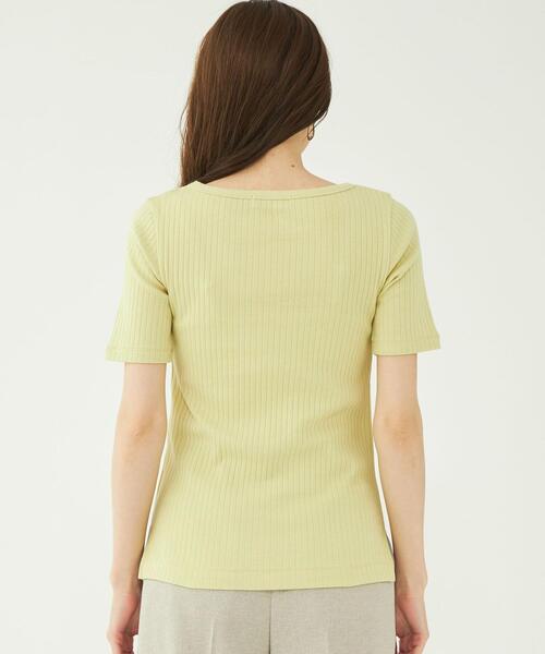 テレコクルーネックプルオーバーカットソー