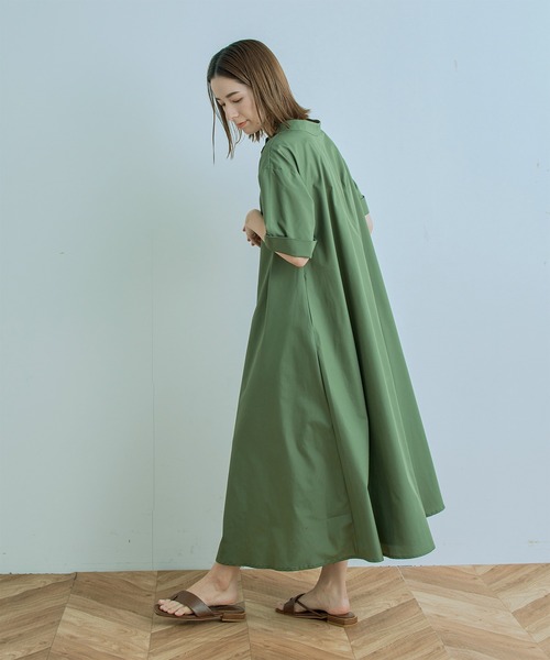 Kelen（ケレン）の「「KELEN/ ケレン」2WAY A LINE SHIRT DRESS "TOWA"（シャツワンピース・レディース・カーキ/オフホワイト/サックスブルー/ブラック・S/M）」の9枚目の写真