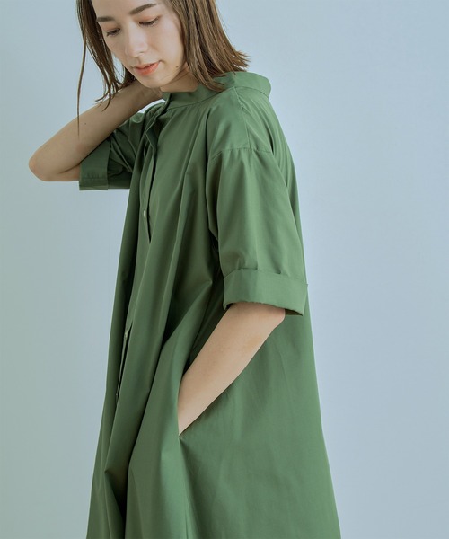 Kelen（ケレン）の「「KELEN/ ケレン」2WAY A LINE SHIRT DRESS "TOWA"（シャツワンピース・レディース・カーキ/オフホワイト/サックスブルー/ブラック・S/M）」の6枚目の写真
