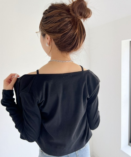 at12:03（アットイチニーゼロサン）の「クロスキャミSETカーディガン（カーディガン/ボレロ・レディース・ブラック/グレー・FREE）」の4枚目の写真