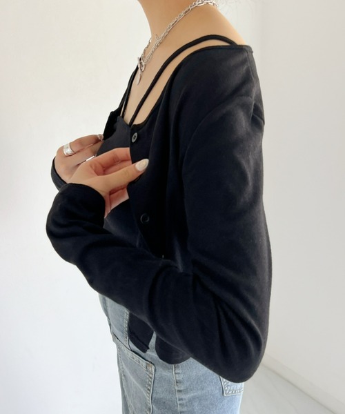 at12:03（アットイチニーゼロサン）の「クロスキャミSETカーディガン（カーディガン/ボレロ・レディース・ブラック/グレー・FREE）」の11枚目の写真