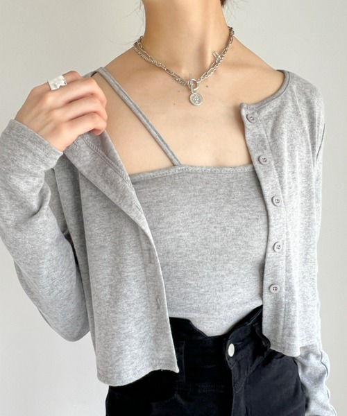 at12:03（アットイチニーゼロサン）の「クロスキャミSETカーディガン（カーディガン/ボレロ・レディース・ブラック/グレー・FREE）」の17枚目の写真