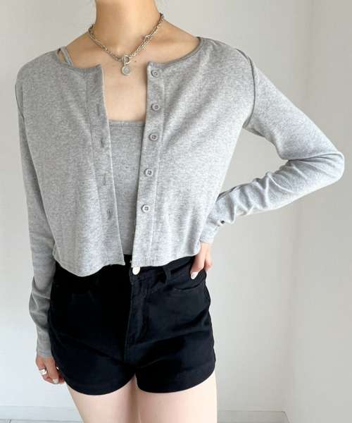 at12:03（アットイチニーゼロサン）の「クロスキャミSETカーディガン（カーディガン/ボレロ・レディース・ブラック/グレー・FREE）」の13枚目の写真