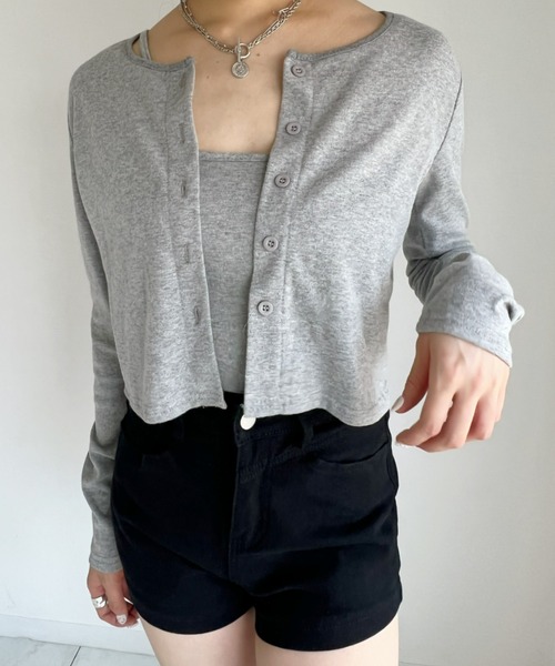 at12:03（アットイチニーゼロサン）の「クロスキャミSETカーディガン（カーディガン/ボレロ・レディース・ブラック/グレー・FREE）」の16枚目の写真
