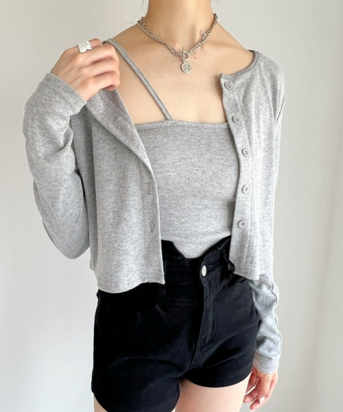 at12:03（アットイチニーゼロサン）の「クロスキャミSETカーディガン（カーディガン/ボレロ・レディース・ブラック/グレー・FREE）」の18枚目の写真