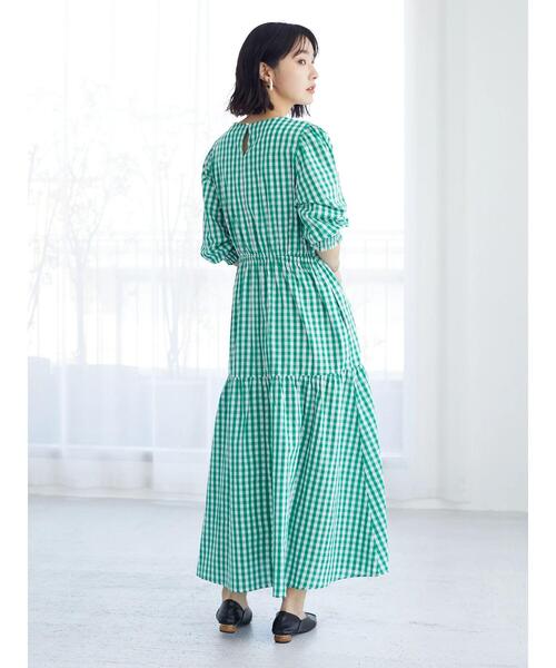 ESCAR（エスカー）の「・ESCAR ギンガム×花刺繍ワンピース（ワンピース・レディース・ブラック/グリーン・FREE）」の16枚目の写真