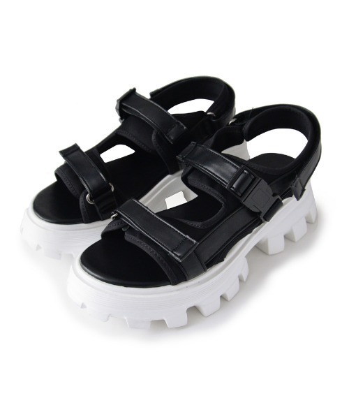 Re:EDIT（リエディ）の「チャンキーソール厚底スポーツサンダル（サンダル・レディース・ブラック/ホワイト×ブラック/ホワイト・SMALL/LARGE/MEDIUM/X-LARGE/XX-LARGE）」の14枚目の写真