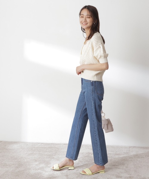 N.（N. Natural Beauty Basic）（エヌエヌナチュラルビューティーベーシック）の「◆ゴールドボタンポコポコ半袖カーディガン（カーディガン/ボレロ・レディース・レッド/オフホワイト/ライトグリーン・MEDIUM）」の12枚目の写真