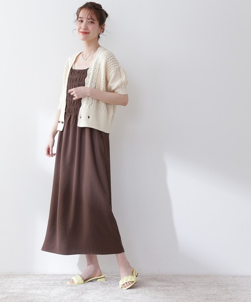 N.（N. Natural Beauty Basic）（エヌエヌナチュラルビューティーベーシック）の「◆ゴールドボタンポコポコ半袖カーディガン（カーディガン/ボレロ・レディース・レッド/オフホワイト/ライトグリーン・MEDIUM）」の15枚目の写真