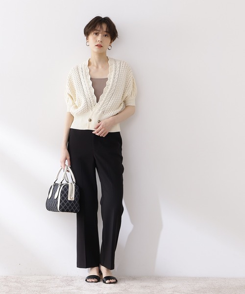 N.（N. Natural Beauty Basic）（エヌエヌナチュラルビューティーベーシック）の「◆ゴールドボタンポコポコ半袖カーディガン（カーディガン/ボレロ・レディース・レッド/オフホワイト/ライトグリーン・MEDIUM）」の16枚目の写真