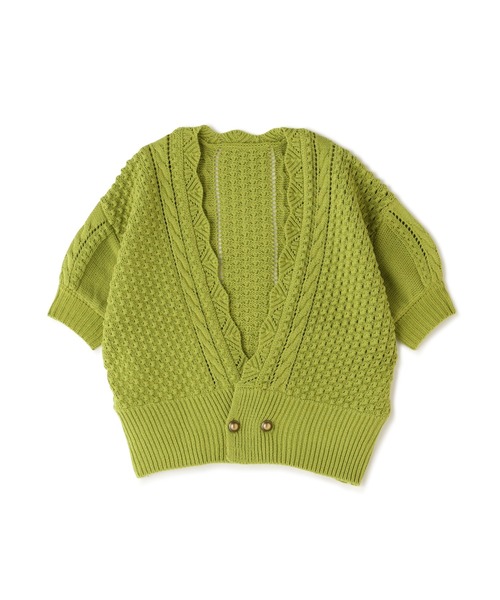 N.（N. Natural Beauty Basic）（エヌエヌナチュラルビューティーベーシック）の「◆ゴールドボタンポコポコ半袖カーディガン（カーディガン/ボレロ・レディース・レッド/オフホワイト/ライトグリーン・MEDIUM）」の20枚目の写真