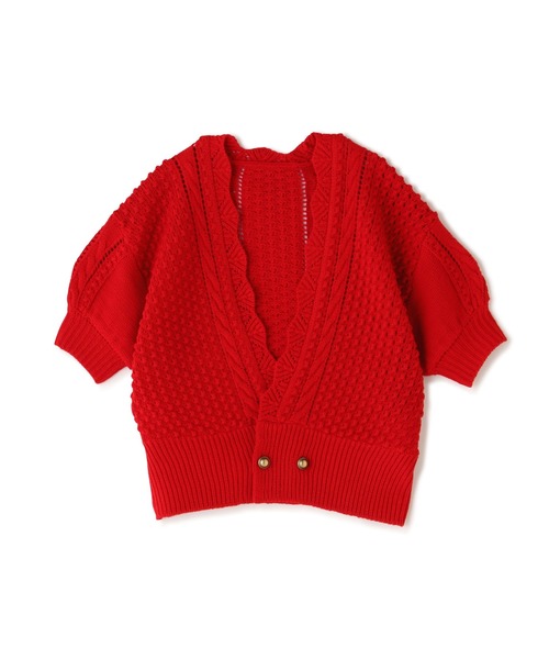 N.（N. Natural Beauty Basic）（エヌエヌナチュラルビューティーベーシック）の「◆ゴールドボタンポコポコ半袖カーディガン（カーディガン/ボレロ・レディース・レッド/オフホワイト/ライトグリーン・MEDIUM）」の22枚目の写真