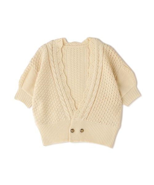 N.（N. Natural Beauty Basic）（エヌエヌナチュラルビューティーベーシック）の「◆ゴールドボタンポコポコ半袖カーディガン（カーディガン/ボレロ・レディース・レッド/オフホワイト/ライトグリーン・MEDIUM）」の17枚目の写真