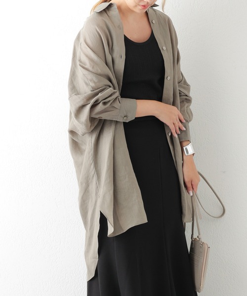 OUVRAGE CLASSE（ウヴラージュクラス）の「ラミービックシャツ（シャツ/ブラウス・レディース・ホワイト/ベージュ/カーキ/ブラック・FREE）」の4枚目の写真