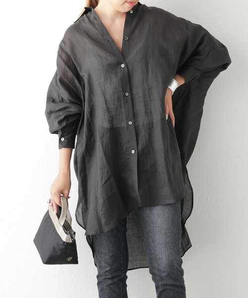 OUVRAGE CLASSE（ウヴラージュクラス）の「ラミービックシャツ（シャツ/ブラウス・レディース・ホワイト/ベージュ/カーキ/ブラック・FREE）」の2枚目の写真