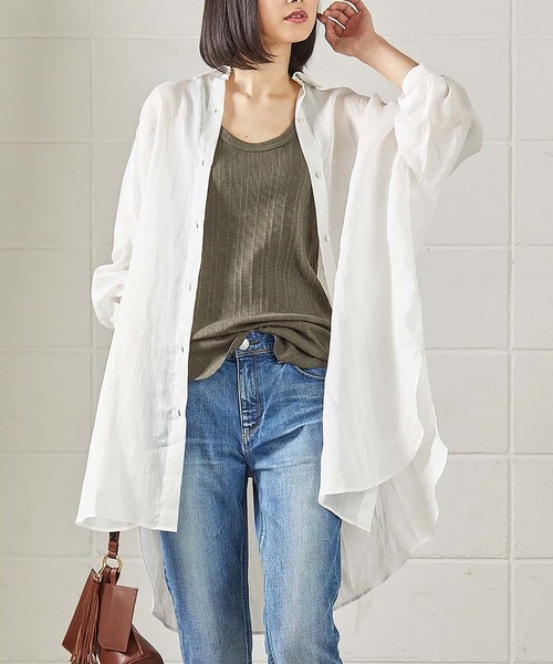 OUVRAGE CLASSE（ウヴラージュクラス）の「ラミービックシャツ（シャツ/ブラウス・レディース・ホワイト/ベージュ/カーキ/ブラック・FREE）」の5枚目の写真