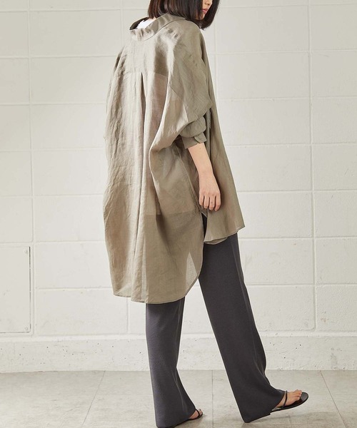 OUVRAGE CLASSE（ウヴラージュクラス）の「ラミービックシャツ（シャツ/ブラウス・レディース・ホワイト/ベージュ/カーキ/ブラック・FREE）」の14枚目の写真