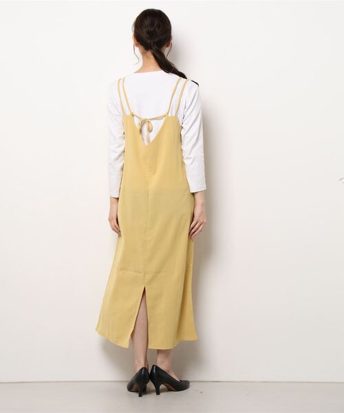 Opinion korean town（オピニオン コリアン タウン）の「YUGA ダブルストラップ　キャミソールワンピース（ワンピース・レディース・ブラック/カーキ/ピンク/イエロー/ブルー/グリーン・FREE）」の8枚目の写真