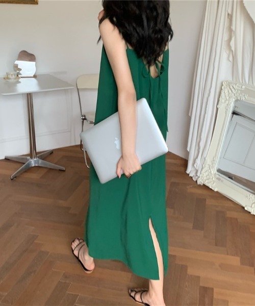 Opinion korean town（オピニオン コリアン タウン）の「YUGA ダブルストラップ　キャミソールワンピース（ワンピース・レディース・ブラック/カーキ/ピンク/イエロー/ブルー/グリーン・FREE）」の19枚目の写真