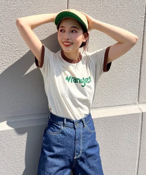 RODEO CROWNS WIDE BOWL（ロデオクラウンズワイドボウル）の「WranglerリンガーTシャツ（Tシャツ/カットソー・レディース・ホワイト/グレー×ホワイト/ブラック・MEDIUM/SMALL）」の3枚目の写真