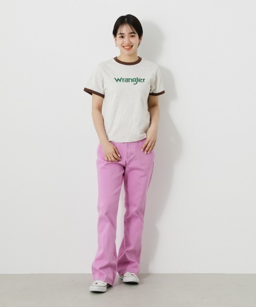 RODEO CROWNS WIDE BOWL（ロデオクラウンズワイドボウル）の「WranglerリンガーTシャツ（Tシャツ/カットソー・レディース・ホワイト/グレー×ホワイト/ブラック・MEDIUM/SMALL）」の6枚目の写真