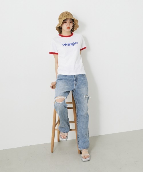 RODEO CROWNS WIDE BOWL（ロデオクラウンズワイドボウル）の「WranglerリンガーTシャツ（Tシャツ/カットソー・レディース・ホワイト/グレー×ホワイト/ブラック・MEDIUM/SMALL）」の20枚目の写真