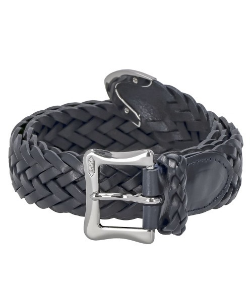 J&M Davidson（ジェイアンドエムデヴィッドソン）の「J&M DAVIDSON ENVELOPE BUCKLE TIP END ジェイアンドエムデヴィッドソン エンベロープバックルチップエンド 30mm 編み込み ベルト（ベルト・メンズ・タン/ブラウン/ブラック×シルバー/ネイビー・36/34/30/32/38/28）」の4枚目の写真