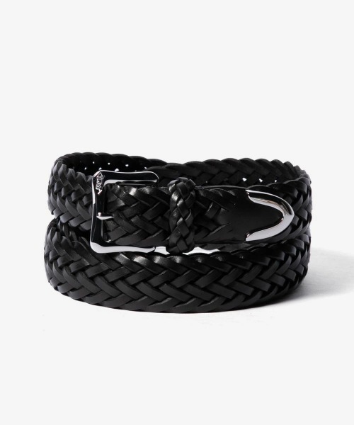 J&M Davidson（ジェイアンドエムデヴィッドソン）の「J&M DAVIDSON ENVELOPE BUCKLE TIP END ジェイアンドエムデヴィッドソン エンベロープバックルチップエンド 30mm 編み込み ベルト（ベルト・メンズ・タン/ブラウン/ブラック×シルバー/ネイビー・36/34/30/32/38/28）」の5枚目の写真