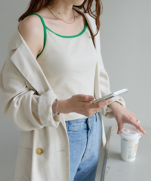 DISCOAT（ディスコート）の「リブバイカラーカップ付キャミソール（キャミソール・レディース・ブラック/ブラウン/オレンジ/ホワイト系その他・M/L）」の9枚目の写真