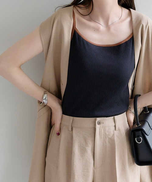 DISCOAT（ディスコート）の「リブバイカラーカップ付キャミソール（キャミソール・レディース・ブラック/ブラウン/オレンジ/ホワイト系その他・M/L）」の13枚目の写真