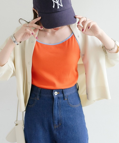 DISCOAT（ディスコート）の「リブバイカラーカップ付キャミソール（キャミソール・レディース・ブラック/ブラウン/オレンジ/ホワイト系その他・M/L）」の17枚目の写真