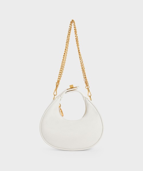 CHARLES & KEITH（チャールズ & キース）の「ミニクレッセント ホーボーバッグ / Mini Crescent Hobo Bag（ショルダーバッグ・レディース・ホワイト/ブラック/イエロー・S）」の2枚目の写真