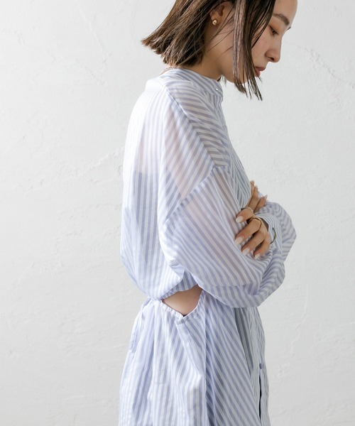 mystic（ミスティック）の「ストライプサイドデザインシャツ（シャツ/ブラウス・レディース・ネイビー/グレー/グリーン・FREE）」の17枚目の写真