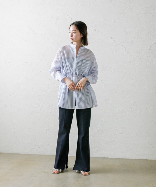 mystic（ミスティック）の「ストライプサイドデザインシャツ（シャツ/ブラウス・レディース・ネイビー/グレー/グリーン・FREE）」の11枚目の写真