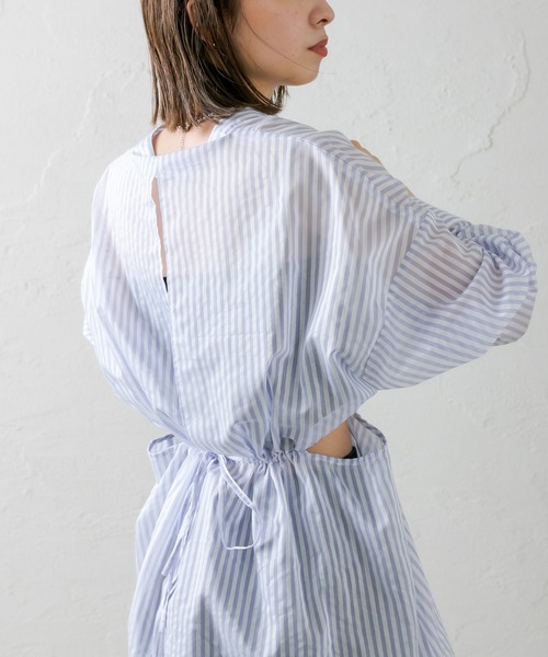 mystic（ミスティック）の「ストライプサイドデザインシャツ（シャツ/ブラウス・レディース・ネイビー/グレー/グリーン・FREE）」の18枚目の写真