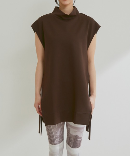 NERGY（ナージー）の「サイドリボンポンチベスト（ベスト・レディース・ライトグレー/ダークブラウン・FREE）」の5枚目の写真