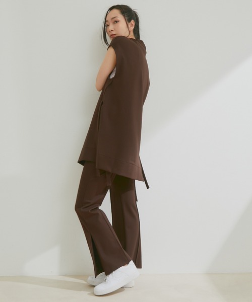 NERGY（ナージー）の「サイドリボンポンチベスト（ベスト・レディース・ライトグレー/ダークブラウン・FREE）」の11枚目の写真