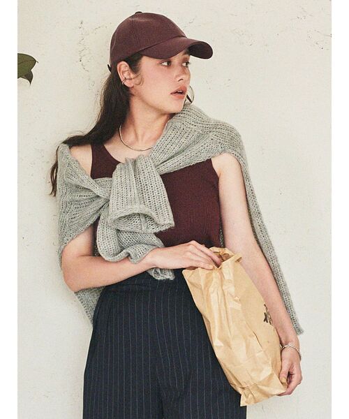 Ungrid(アングリッド)の「ランダムテレコタンクトップ(Tシャツ/カットソー・レディース・グリーン/ボルドー/オフホワイト/ブラック・FREE)」の7枚目の写真