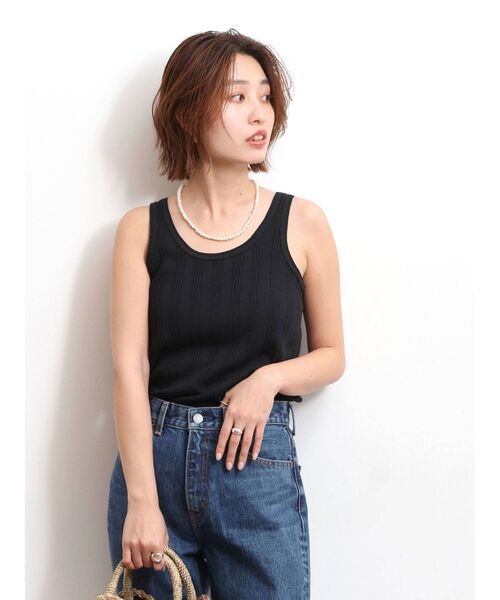 Ungrid(アングリッド)の「ランダムテレコタンクトップ(Tシャツ/カットソー・レディース・グリーン/ボルドー/オフホワイト/ブラック・FREE)」の11枚目の写真