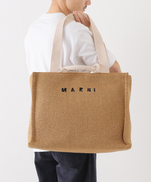 Marni マルニ トートバッグ ブラック レザー製 Museo ラージソフトトートバッグ、マルニシンボル