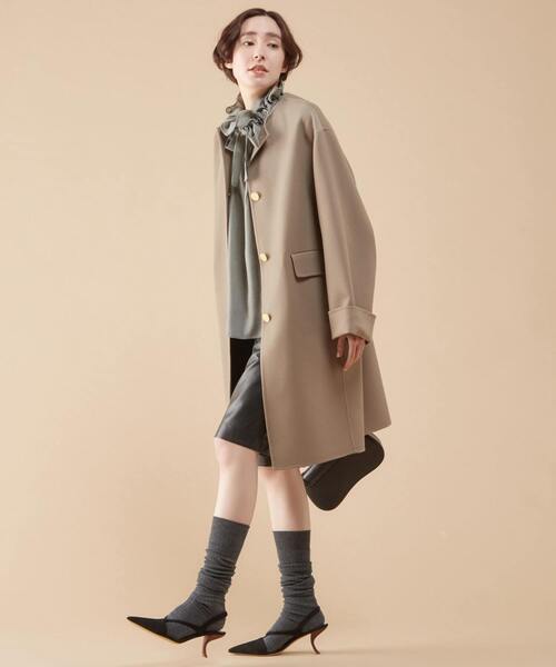 martinique(マルティニーク)の「martinique/カルゼノーカラーコート(ステンカラーコート・レディース・ベージュ/ネイビー・FREE)」の6枚目の写真