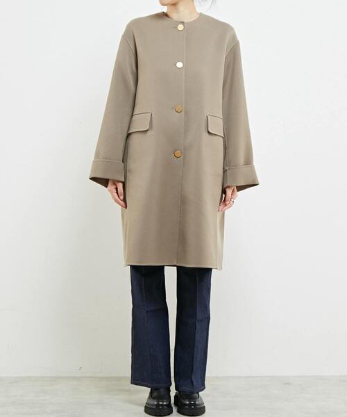 martinique(マルティニーク)の「martinique/カルゼノーカラーコート(ステンカラーコート・レディース・ベージュ/ネイビー・FREE)」の10枚目の写真