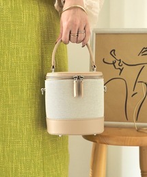 Riberry | キャンバス切替フェイクレザーバニティバッグ(ショルダーバッグ)